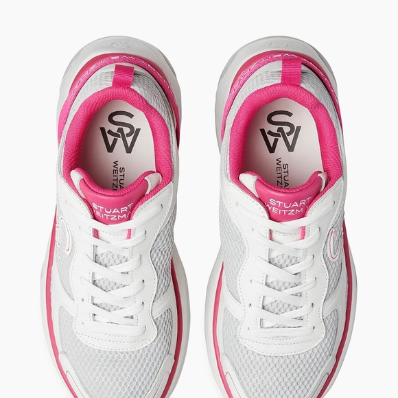 BRAND NEW Stuart Weitzman Mesh & Leather Trainer Sneakers - Picture 4 of 8